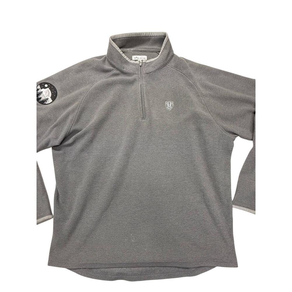 Peter Millar Light Gray Fleece Quarter-Zip w/half dome patch Men's XL